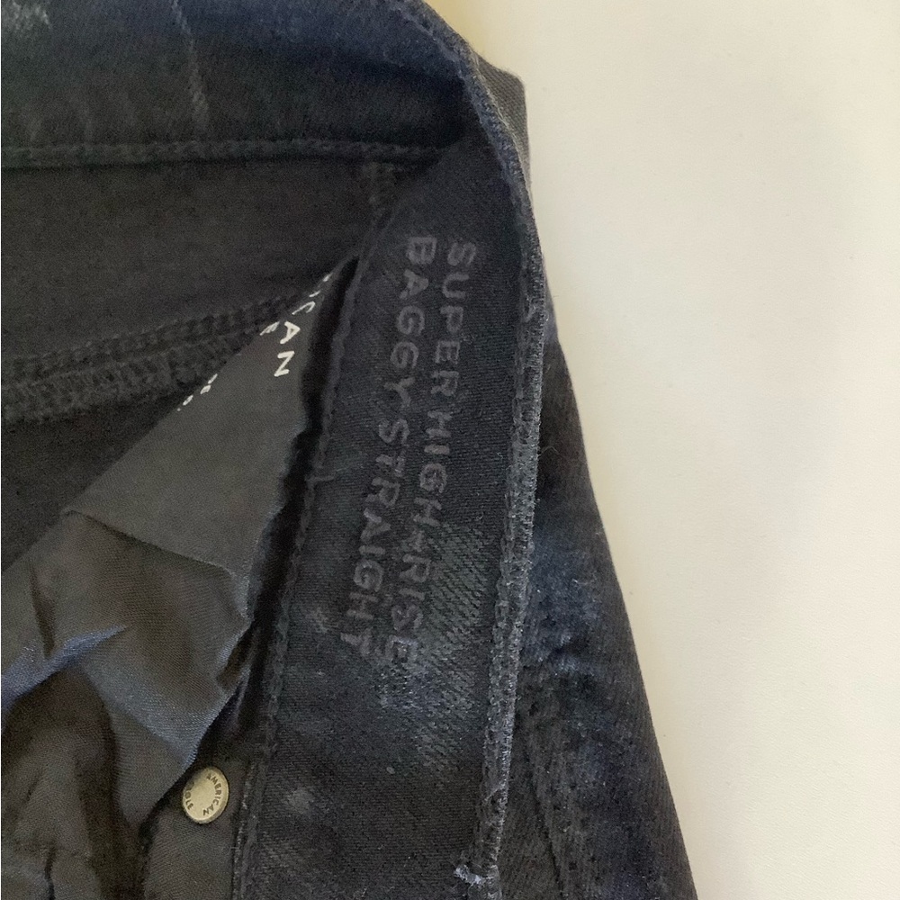 American Eagle Coated Super High Rise Baggy Straight Jeans - 2 Short - NWT - Picture 10 of 10